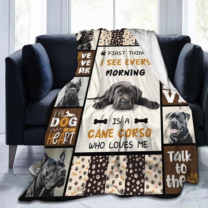 Cane Corso Blanket Cane Corso Decor Throw Blanket Super Soft Flannel Lightweight Fluffy Plush Fuzzy Fleece Stuff Blanket Gifts for Dog Lover Girl Woman Adults Man Boys Kids for Bedding Sofa 60"X80"