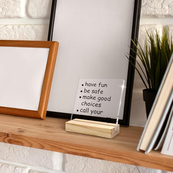 Call Your Mom Desk Decor, Funny Acrylic Sign, Dorm Room Essentials, Inspirational Acrylic Plaque Sign with Wood Stand for Guys Girls College Dorm Room Decor, Son Daughter Graduation Gift