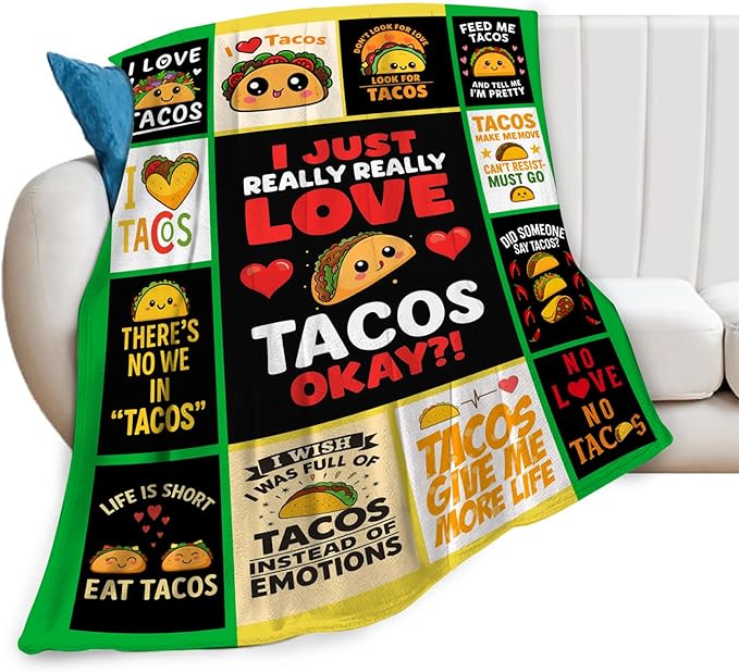 Taco Fleece Blanket Just a Girl Who Loves Tacos Throw Blankets for Girls Women Super Soft Warm Flannel Cartoon Food Throws Gifts for Kids Cozy Fuzzy Plush Stuffed Couch Bed Bedding Decor 80"x60"