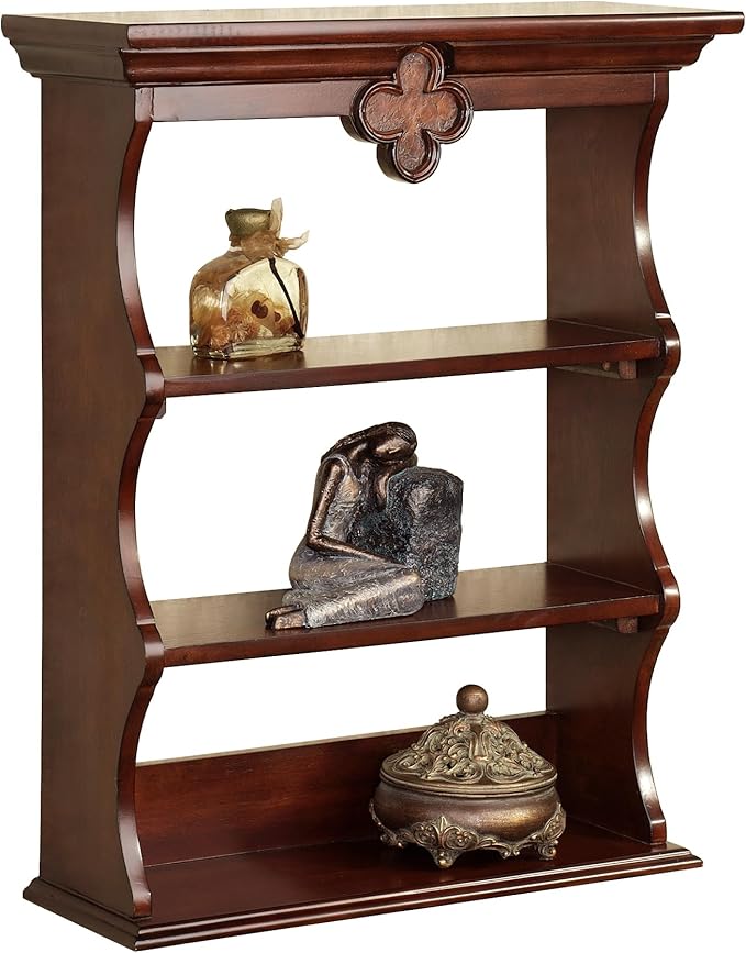 Touch of Class Kingscourt Traditional Style Wall Shelf Regal Walnut | Elegant Display Shelves for Bedroom, Hallway, Entryway, Office | Wooden Decor