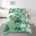 Feelyou Christmas Bedding Set Soft for Boys Girls, Xmas Tree Snowflake Comforter Set Twin Size Gingerbread Man Duvet Quilt Microfiber New Year Gift Bedroom Decor 2 Pcs with 1 Pillow Cases