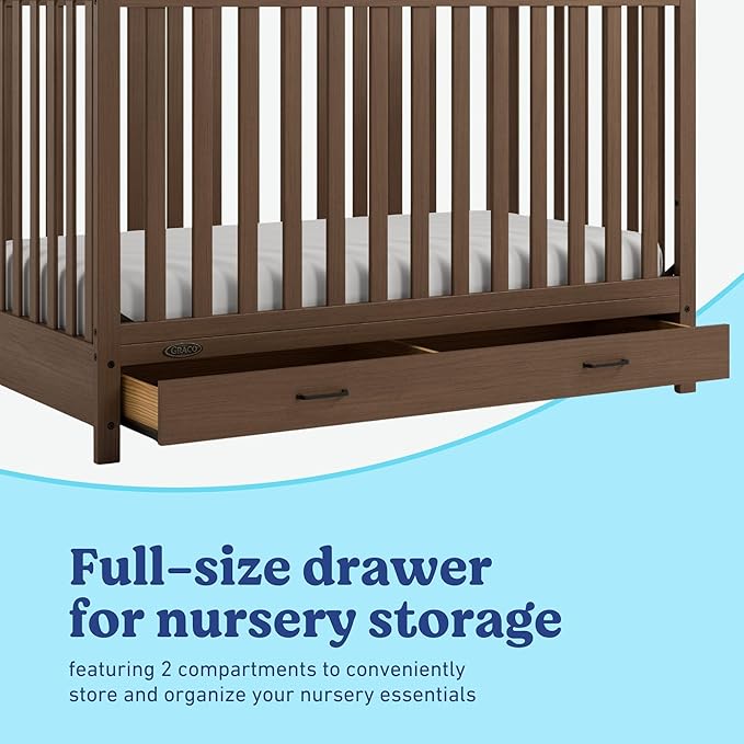 Graco Benton 5-in-1 Convertible Crib with Drawer (Hazelnut) – GREENGUARD Gold Certified, Converts from Baby Crib to Toddler Bed, Daybed and Full-Size Bed, Full-Size Nursery Storage Drawer
