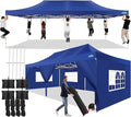 COBIZI 13x26 Pop up Canopy Tent 13x26 Canopy with 6 Sidewalls Waterproof Heavy Duty Commercial Canopy Tent for Parties Outdoor Garden Gazebo, Carry Bag with Wheel(13x26ft, Dark Blue)