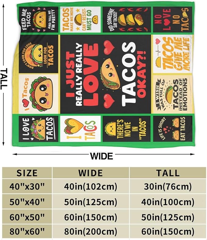 Taco Fleece Blanket Just a Girl Who Loves Tacos Throw Blankets for Girls Women Super Soft Warm Flannel Cartoon Food Throws Gifts for Kids Cozy Fuzzy Plush Stuffed Couch Bed Bedding Decor 80"x60"