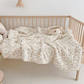 BuLuTu Cotton Muslin Toddler Comforter Shabby Chic Floral Design Twin Bed Blankets for Children Soft Lightweight Girls Boys Quilted Blanket, Wildflower Pattern, 60"x78"