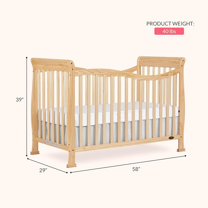 Dream On Me Violet 7-in-1 Convertible Full-Size Baby Crib with Toddler, Day & Full Bed Conversion in Steel Grey, GreenGuard Gold & JPMA, 4 Mattress Heights, Sustainable Pinewood