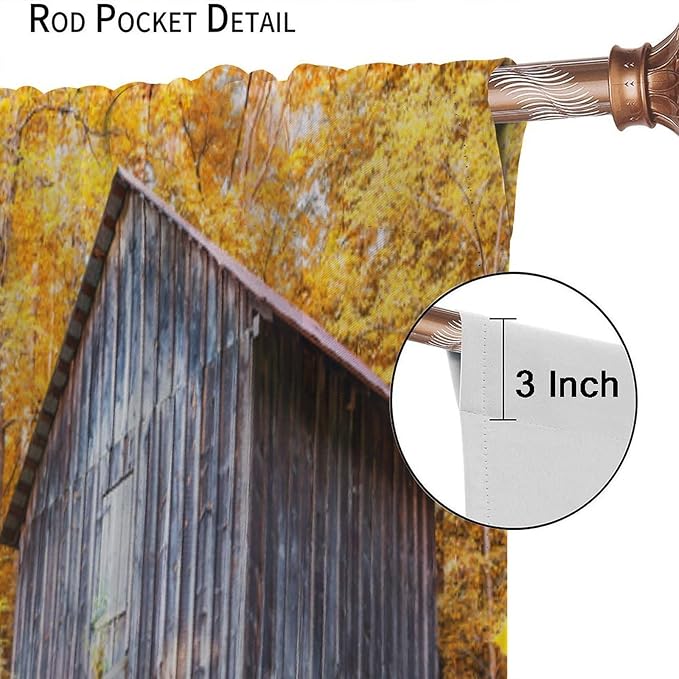Autumn Waterfall Blackout Curtains, Landscape Fall Waterfall Outdoor Nature Art Window Drapes, for Bedroom Living Room 63" W X 72" L