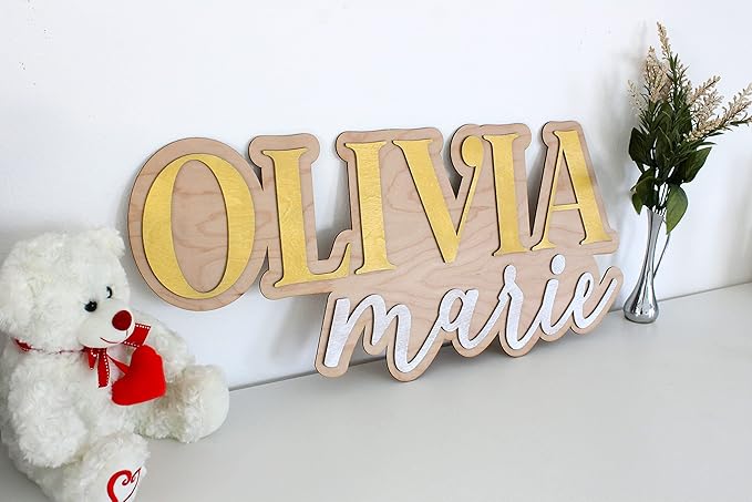 Large Wood Nursery Sign | Nursery name sign for Kids | Custom Wood Name Sign | 3D Wood Baby Name Sign (Black)