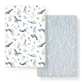 Stretchy Ultra Soft Jersey Knit Fitted Pack n Play Sheets Set 2 Pack, Portable/Mini Crib Sheets for Girls, Universal Fit for Pack N Plays Safe and Snug, Cute Sea Fish Print