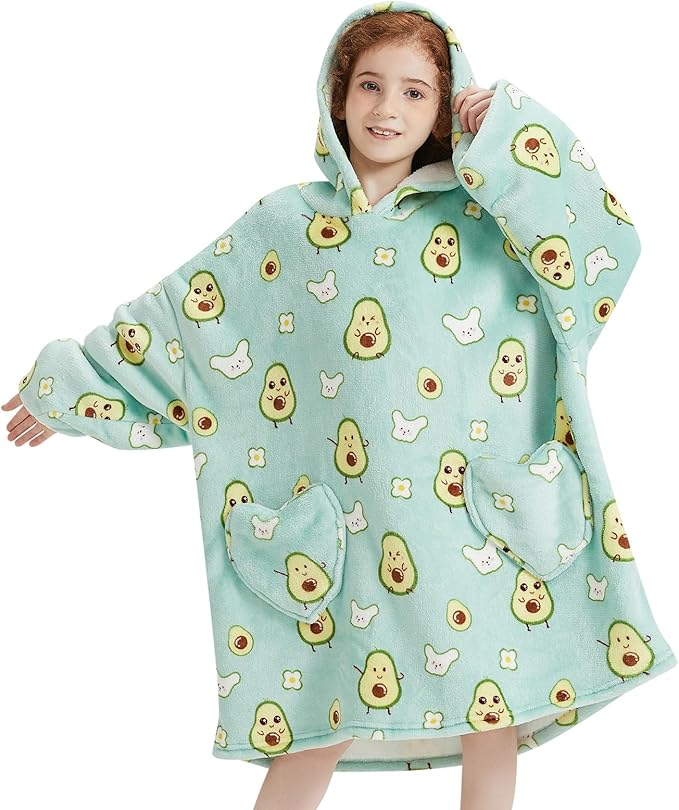 Fiosnow Avocado Blanket Hoodies for Kids 6-13YR Oversize Wearable Blanket Hoodies for Boys Girls Teens