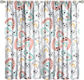 Boho Rainbow Curtains for Kids Nursery Colorful Floral Sun Star Clouds Pastel Bohemian Pattern Print Window Drapes for Girl Bedroom Living Room Kitchen Decor,2 Panel Set,63Wx63H Inch Blackout