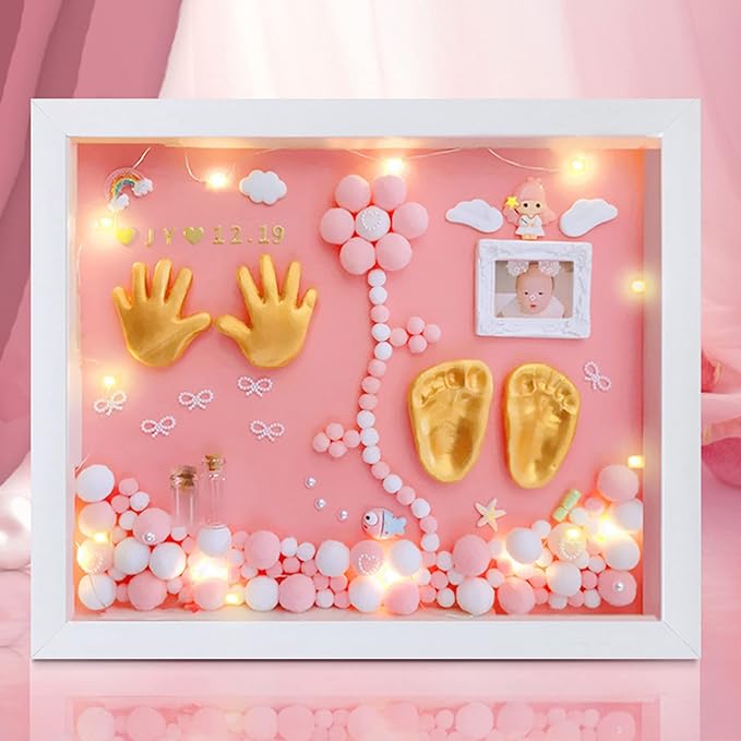 MCstars Baby Photo Frame, Hand and Footprint Memorial Picture Frame, Mom Memorial Clay , Essential Newborn Keepsake Frame, Personalized Handprint , Cherished Infant Memory, Unique Footprint Frame, Heartfelt Newborn Gift