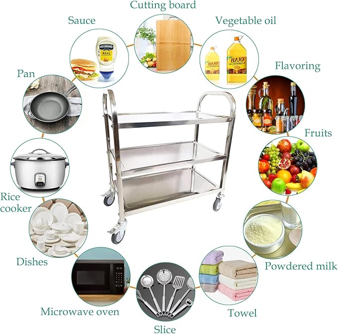 ITINA 3 Tier Stainless Steel Utility Cart