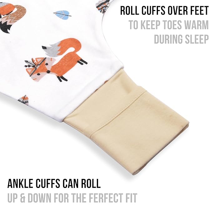 Mama Cheetah Toddler Sleep Sack with Feet 3T-4T, 0.5 TOG Organic Cotton Baby Wearable Blankets with Legs, Baby Sleeping Bag for Walkers, Early Walker Large
