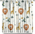 Cute Lion Window Curtains for Kids Bedroom,Cartoon Woodland Jungle Forest Wildlife Little Lion Giraffe Owl Palm Tree Printed Pattern Blackout Drapes for Living Room Baby Nursery Room 42x54 Inch