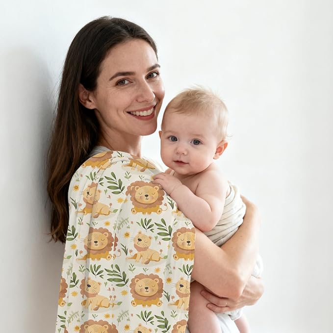 Baby Muslin Swaddle Blankets,2 Pack Receiving Blanket Baby Girl & boy,Large47 x 43 inches,Soft & Skin Friendly Swaddle Blanket Wrap(Animals)