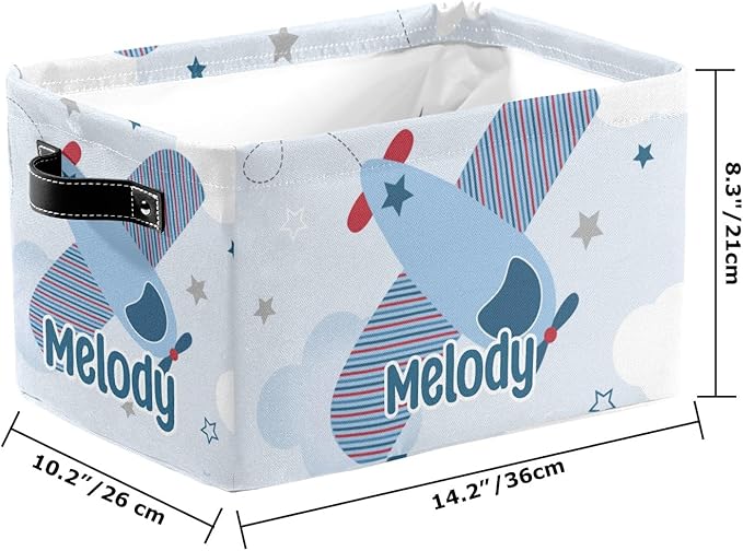 Deven Airplane Star Personalized Large Storage Baskets for Organizing Shelves with Handle,Closet Decorative Storage Bins for Bathroom,Nursery,Home