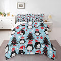 Feelyou Christmas Comforter Set All Season Penguin Bedding Set with 2 Pillow Cases Xmas Tree Microfiber Kids Full Bedclothes Christmas Balls Bedroom Decor Duvet Quilt Breathable Soft Lightweight