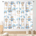 Cartoon Bear Curtains, Kids Boys Girls Cute Lovely Bear Adventure Airplane Cloud Pastel Blue Window Drapery Treatments for Baby Living Room Bedroom Nursey Toddler Classroom 2 Panels, 84"x84" Inch
