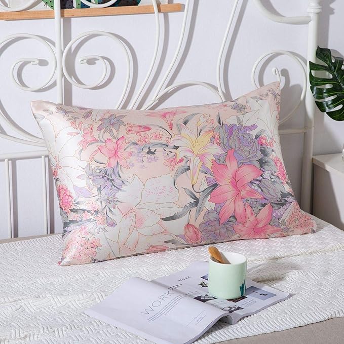 SLPBABY Silk Pillowcase for Hair and Skin with Hidden Zipper Print (Standard, Pattern15)