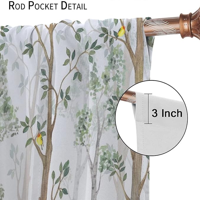 Kids Animal Curtains, Watercolor Natural Forest Animal Hedgehog Fox Butterfly Rabbits Forest Print Curtain Boys and Girl Bedrooms 63x63in