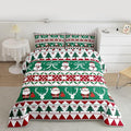 Feelyou Merry Christmas Tree Comforter Set Twin Size Cute Snowman Bedding Set for Kids Boys Girls Santa Claus Duvet Quilt Cartoon Bowknot Bedroom Decor Microfiber 2 Pcs with 1 Pillow Cases