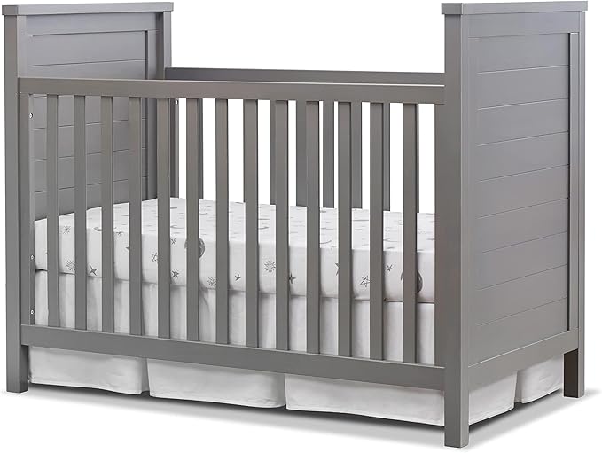 Sorelle Furniture Farmhouse Classic Crib 3-in-1 Convertible Crib, Made of Solid Pine Wood Non-Toxic Finish, Wooden Baby Bed, Toddler Bed and Child’s Daybed, Nursery Furniture-Weathered Gray