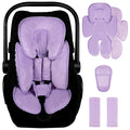 2 in 1 Infant Car Seat Insert Head and Body Support Set, Reversible Newborn Insert for Carseat with 3 Extra Strap Paddings, Soft Stroller Cushion Pillow Insert Girls, Fits for Stroller, Swing, Purple