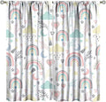 Boho Rainbow Curtains for Kids Nursery Colorful Floral Sun Star Clouds Pastel Bohemian Pattern Print Window Drapes for Girl Bedroom Living Room Kitchen Decor,2 Panel Set,63Wx72H Inch Blackout