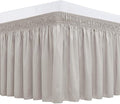 Biscaynebay Wrap Around Bed Skirts for Queen Beds with 12" Short Drop, Camel Grey Adjustable Elastic Dust Ruffles Easy Fit Wrinkle Resistant Silky Luxurious Fabric Machine Washable