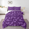 Feelyou Vintage Purple Floral Bedding Set Queen Size, Paisley Floral Comforter Set Boho Floral Comforter for Kids Toddler Paisley Duvet Set Microfiber Bed Set