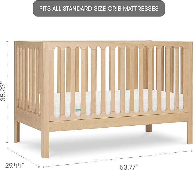 Newton Baby Galileo Standard Crib, Solid Beech Wood in Natural Color, 3-in-1 Convertible Crib with Toddler Bed Conversion Kit, Ultra-Safe Non-Toxic Finish