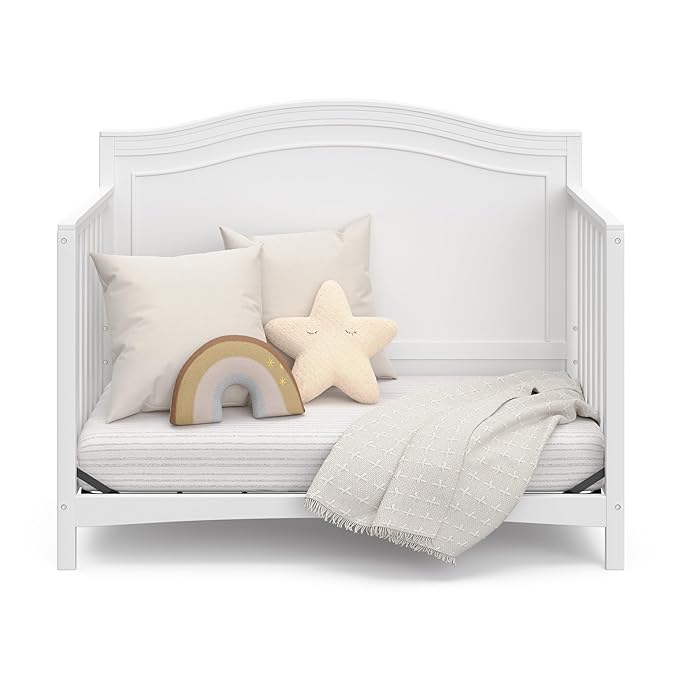 Graco Paris 4-in-1 Convertible Crib (White) – GREENGUARD Gold Certified, Converts to Toddler Bed and Daybed, Fits Standard Full-Size Crib Mattress, Adjustable Mattress Support Base