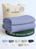 Cloud Scape Linen Extra Large 8 Layer Muslin Throw Blanket - 100% Cotton Gauze, Soft and Breathable, Winter Blanket for Couch, Sofa and Bed, Idea, 50x70, Lavender Blue