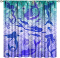 Mermaid Kids Girls Curtains Fantasy Mermaid Silhouette Ocean Theme Beautiful Blackout Window Treatment for Girls Bedroom Nursery Room Decor Rod Pocket Window Drapes 55" W X 63" L