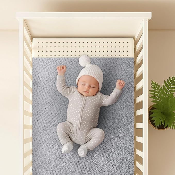 ORGANIC TEXTILES Organic Baby Mattress Topper with Heather Grey Removable Cover - GOLS/GOTS Certified - Breathable - 3" Portable (36"x26")