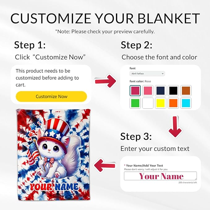 Personalized Girls Blanket Gifts Cat Blankets for Teens, Women - 50" x 60" Soft Cozy Flannel Cat Lovers Throws Stuff for Couch, Sofa & Bed