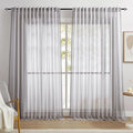Dreaming Casa Grey Sheer Curtains 96 Inches Long, Rod Pocket & Back Tab Light Filtering Textured Sheers for Living Room Bedroom, 2 Panels, Each 100" W x 96" L