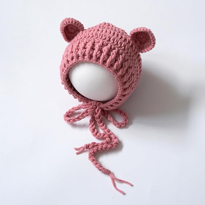 Zeroest Newborn Baby Boy Girl Photography Props Bear Hat Outfits Crochet Kint Handmade Cap Set for Newborn Photo Shoot