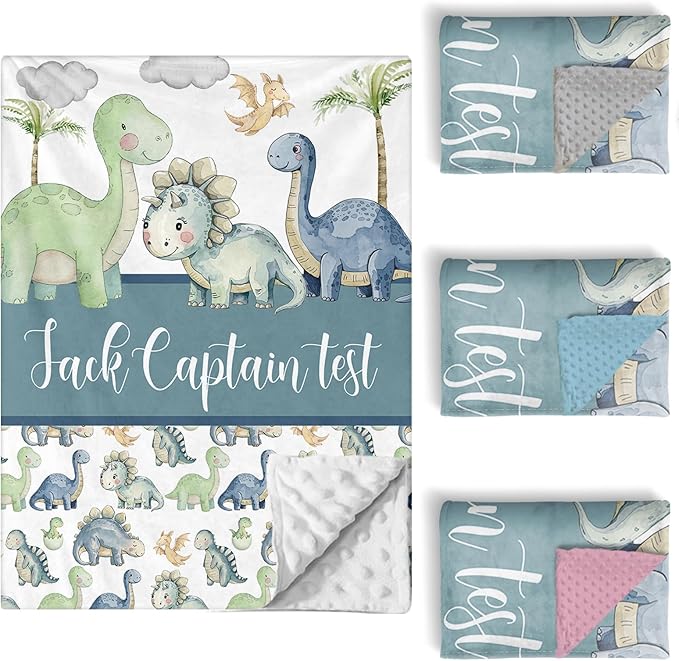 Personalized Baby Crib Bedding Set, 5 Pcs Custom Name Nursery Bedding Set for Girls Boys, Green Dinosaur Baby Crib Set for Toddlers Infants, Double Layer Bedding Crib Sets Customized Gifts