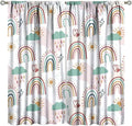 Kids Rainbow Curtains Boho Cartoon Colorful Stars Love Heart Lovely Abstract Art Pattern Print Window Drapes for Girl Bedroom Living Room Kitchen Decor,2 Panel Set,63Wx63H Inch Blackout