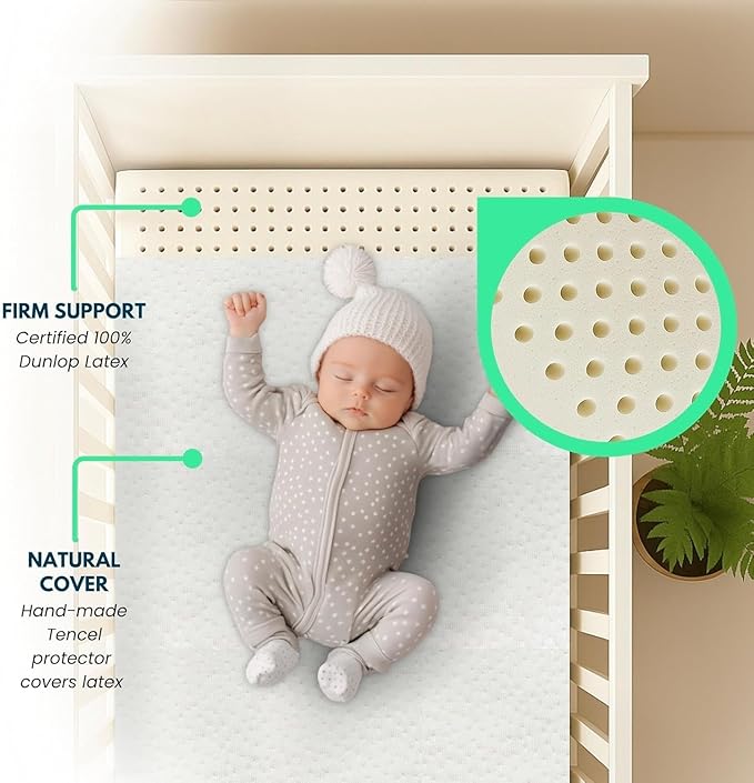 ORGANIC TEXTILES Organic Baby Mattress Topper with Tencel Removable Cover - GOLS/GOTS Certified - Breathable, Hypoallergenic, 3" Bassinet (30"x15")