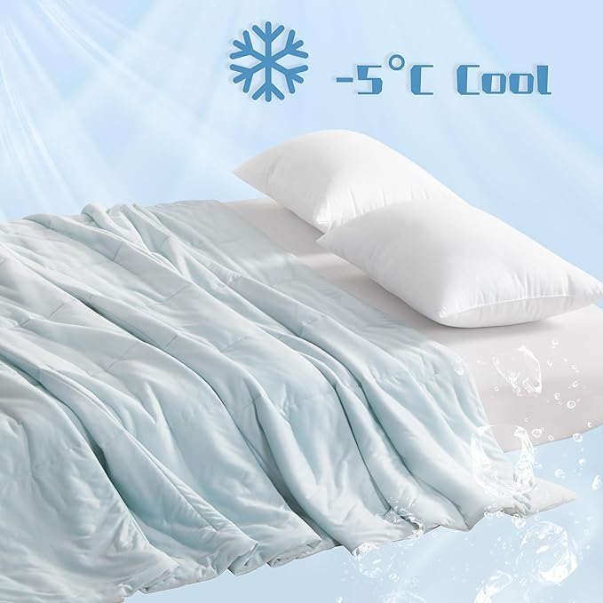 NTBAY Cooling Blanket Queen, 90x90 Inches - Lightweight Summer Bed Blanket for Hot Sleepers, Japanese Double-Sided Q-Max 0.45 Cooling Fabric, Aqua