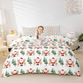 Feelyou Christmas Duvet Cover Cartoon Santa Claus Bedding Set for Kids Boys Girls Teens Room Decor Cute Deer Christmas Tree Comforter Cover Set Xmas Theme Bedspread Cover 2Pcs Zipper Twin Size