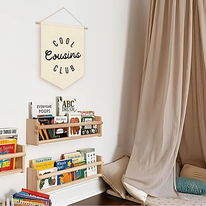 Cool Cousins Club Pennant Flag Banner, Boy Girl Cousin Decor, Baby Gift Shower, Wall Hanging Pennant Flag Banner Decor for Playroom Nursery