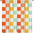 70s Retro Curtains,Cute Green Pink Yellow Checkered Hippie Window Treatments for Kids Girl Bedroom Window 42"" W X 54"" L, Style-7