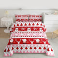 Feelyou Merry Christmas Tree Kids Comforter Set Twin Size Cute Snowman Bedding Set Santa Claus Duvet Quilt for Kids Boys Girls Bedroom Cartoon Bowknot Decor Microfiber Ultra Soft Breathable