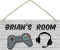 Personalized Name's Gray controller & headset gaming decor Nursery Kid's Children's Girls Bedroom Door Sign Wood Plaque Sign Wall Decor Gift