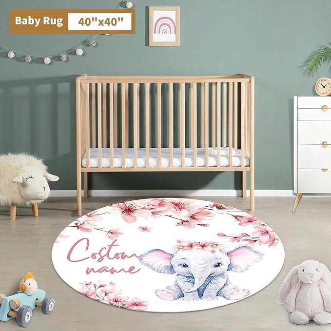 Custom Baby Crib Bedding Set, 3 Pcs Personalized Nursery Bedding Set with Name, Soft Baby Bedding Crib Sets with Blanket - Toddler Crib Sets for Girls Boys, Infant Newborn Gift, Flower Elephant