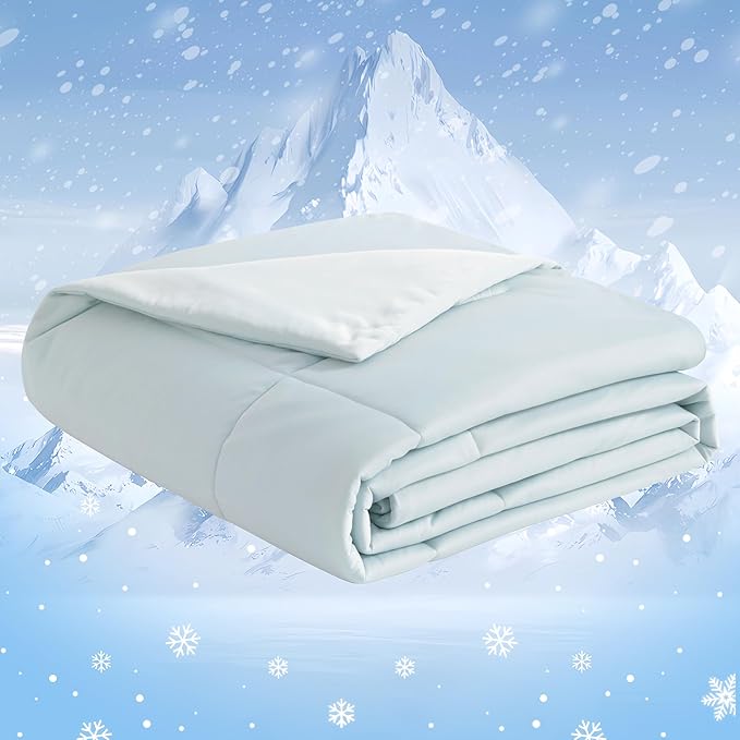 NTBAY Cooling Blanket King, 104x90 Inches - Lightweight Summer Bed Blanket for Hot Sleepers, Japanese Double-Sided Q-Max 0.45 Cooling Fabric, Aqua